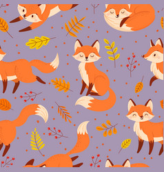 Seamless Foxes Pattern Autumn Fox Cute Orange