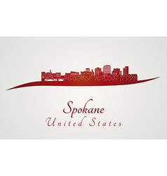 Spokane Skyline In Red