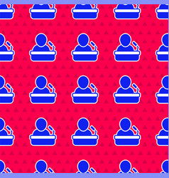 Blue Speaker Icon Isolated Seamless Pattern On Red