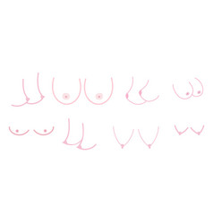 Breasts Boobs Big Set Doodle Style Hand Drawn