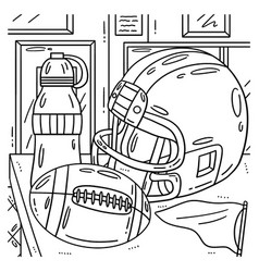 American Football And Helmet Coloring Page