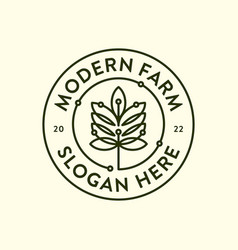 Modern Farming Logo Concept Tree Leaf Tech Lines