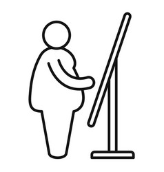 Overweight Person Look Mirror Icon Outline Style