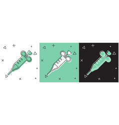 Set Syringe Icon Isolated On White And Green