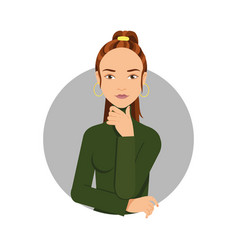 Young Woman With Hand On Chin Icon