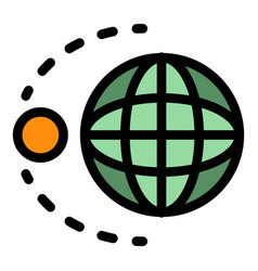 Earth Moon Gravity Icon Color Outline