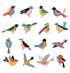 Geometrical Birds Abstract Stylized Shapes