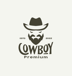 Head Cow Boy With Beard Vintage Logo Design