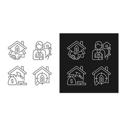 Home Buying Process Linear Icons Set For Dark