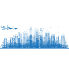 Outline Baltimore Maryland City Skyline With Blue