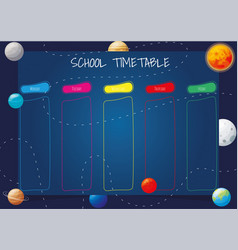 School Timetable For Kids With Cartoon Planets