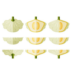 Set Of White Patty Pan Squash Flat Style