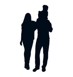 Family With Child On Shoulders Silhouette