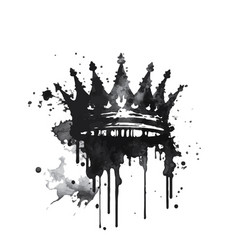 Black Crown Watercolor Isolated On White