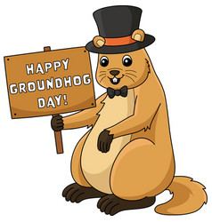 Groundhog With Hat Cartoon Colored Clipart