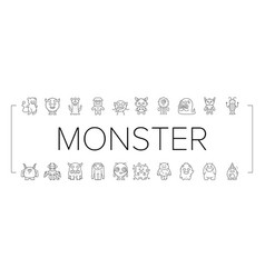 Monster Funny Cute Alien Icons Set