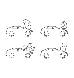 Car Crash Accident Of Transport Line Art Icon