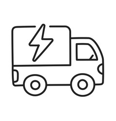 Electric Cargo Truck Hand Drawn Ev Doodle Icon