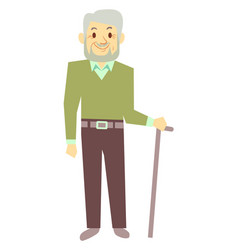 Old Man With Walking Cane Happy Senior Cartoon