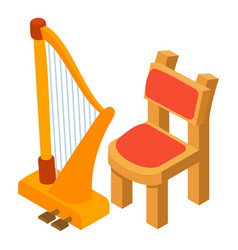 Classical Harp Icon Isometric Stringed