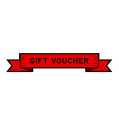 Ribbon Label Banner With Word Gift Voucher N Red