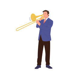 Jazz Man Cartoon Character Playing Trumpet