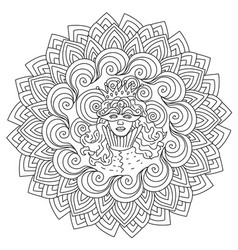 Mandala Coloring Page With Abstract Female