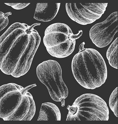 Pumpkin Seamless Pattern Hand Drawn On Chalk