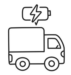 Electric Cargo Truck Hand Drawn Ev Doodle Icon