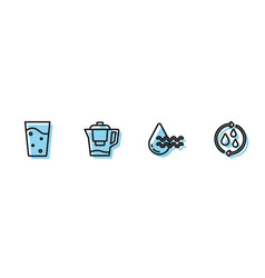 Set Line Recycle Clean Aqua Glass With Water