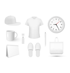 White Blank Merchandising Items Set Realistic