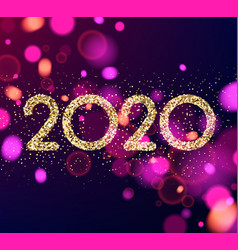 Happy New Year 2020 Purple Card With Glittering