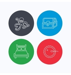 Fertilization Double Bed And Octopus Icons