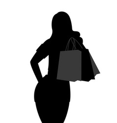 Happy Woman With Shopping Bag In Modern Silhouette