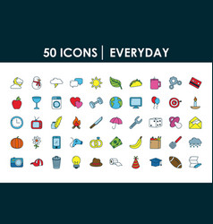 Light Bulb And Everyday Icon Set Line And Fill