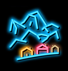 Ski Resort Village Neon Glow Icon