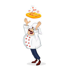 Smiling Italian Chef Tossing Pizza Cartoon