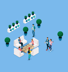 Trendy Isometric People And Gadgets Coworking