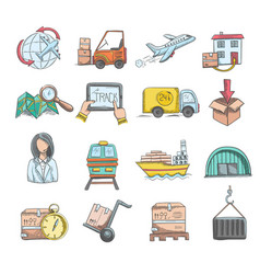 Logistics Sketch Icons Set