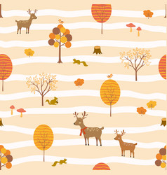 Autumn Or Fall Seamless Pattern With Cute Animals