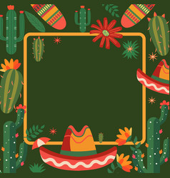 Cinco De Mayo Green Frame Background With Cowboy