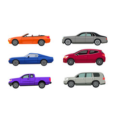 Side View Of Different Car Models Flat Set