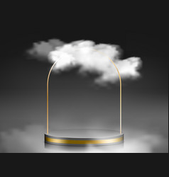 Background 3d Dark Podium And Cloud White Scene