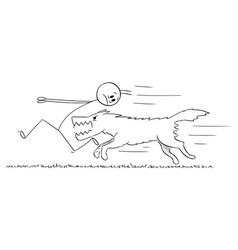 Person Running Away From Angry Aggressive Dog