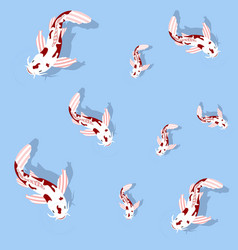 Seamless Pattern Stylized Koi Fish On A Blue