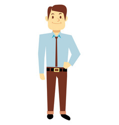 Smiling Office Manager Character Color Flat Man