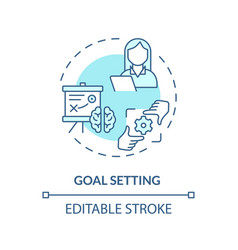 2d Goal Setting Blue Line Icon Concept