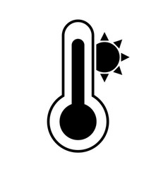 Heat Thermometer Silhouette Icon And Sun