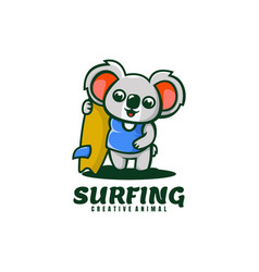 Logo Surfing Koala Mascot Cartoon Style