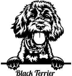 Peeking Black Terrier Dog - Dog Lover Owner Gift